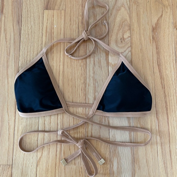 vix by Paula Hermanny Wrap Top String Bikini Set, Black and Tan, Medium - Picture 8 of 9